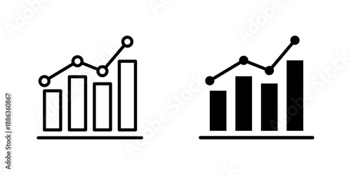 Growth and analytics icons: modern bar chart and line graph design for data visualization