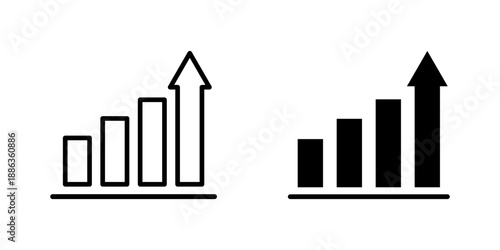 Upward trend bar chart icons representing growth, progress, and statistical data visualization