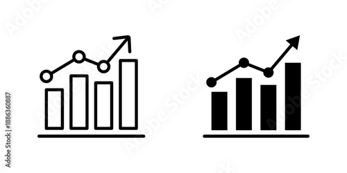 Business growth chart icons showing positive market trend and financial increase