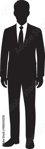 Silhouette of a man wearing a business suit and tie standing alone