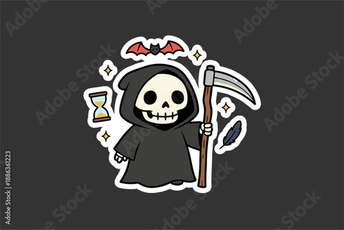 cute cartoon skull illustration vector