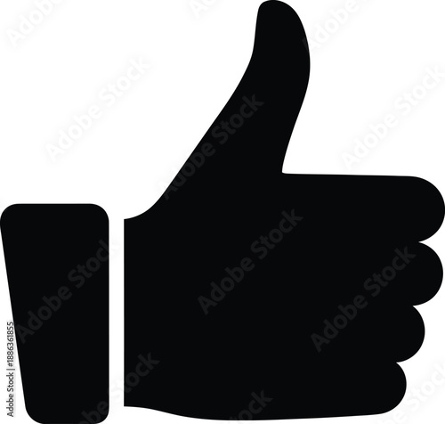 Black thumbs up icon for approval or agreement