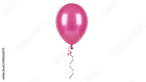 Shiny Pink Balloon with Swirling Ribbon isolated on a transparent background party balloon