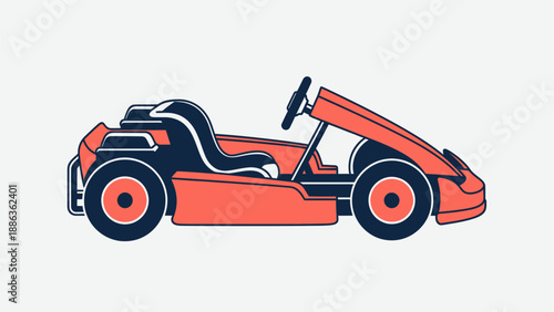 Orange and navy blue go-kart vector illustration