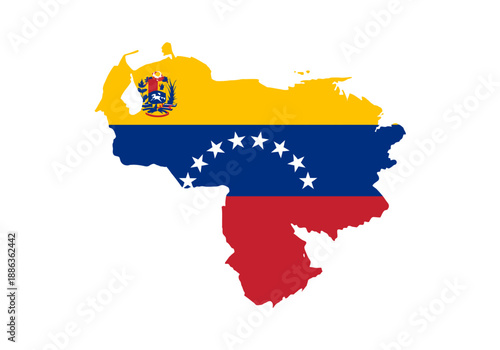 Striking visual representation of the Venezuelan nation, combining its geographical outline with the official flag