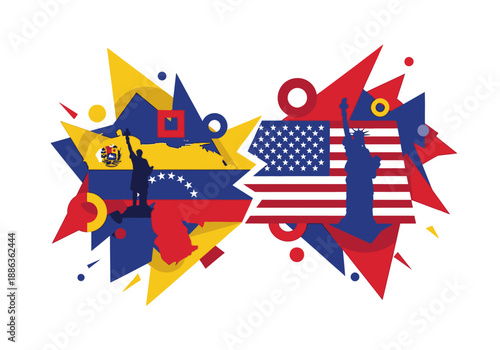 Contrasting Global Powers A Dynamic Geometric Illustration of National Symbols