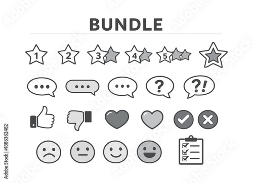 User feedback and rating interface icons bundle