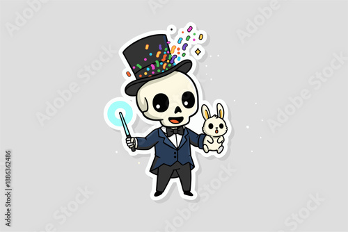 cute cartoon skull illustration vector