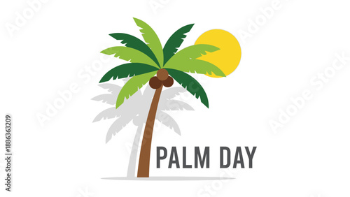 Palm Tree Illustration with Palm Day Text.