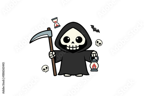 cute cartoon skull illustration vector