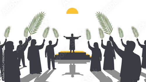 Jesus Standing on Pulpit with Congregation.