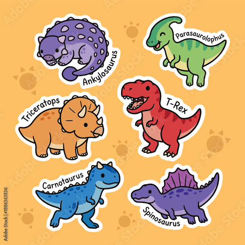 Cute Colorful Cartoon Dinosaur Collection