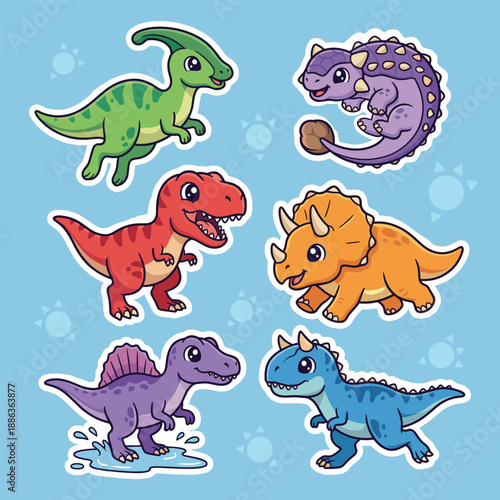 Cute Colorful Cartoon Dinosaur Collection Set