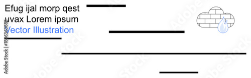 Weather visualization, data storage, cloud computing, protection concepts, sustainability, abstract art. Cloud with bricks and droplet icon. Weather visualization and data storage concept