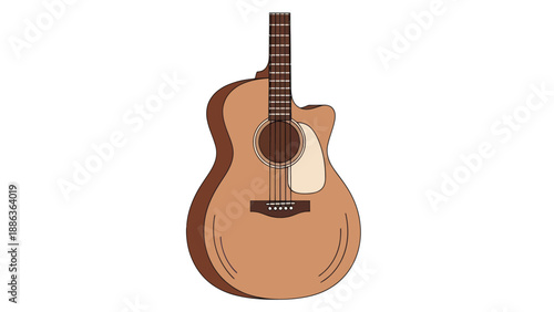 Acoustic guitar, illustration, isolated on white background