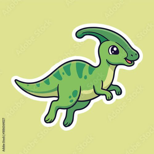 Parasaurolophus Cute Cartoon Dinosaur Illustration