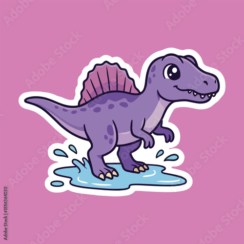 Spinosaurus Cute Cartoon Dinosaur Illustration