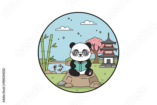 cute panda illustration vector 