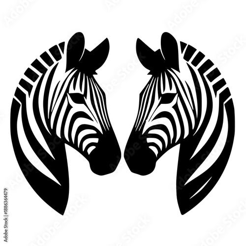 Two zebra logo silhouette vector design