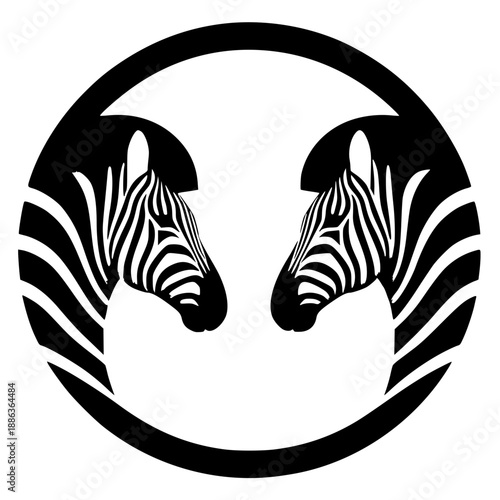 Two zebra logo silhouette vector design