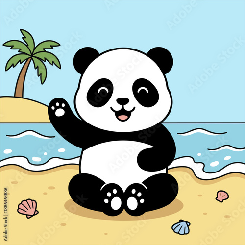 Panda cartoon ilustration vector