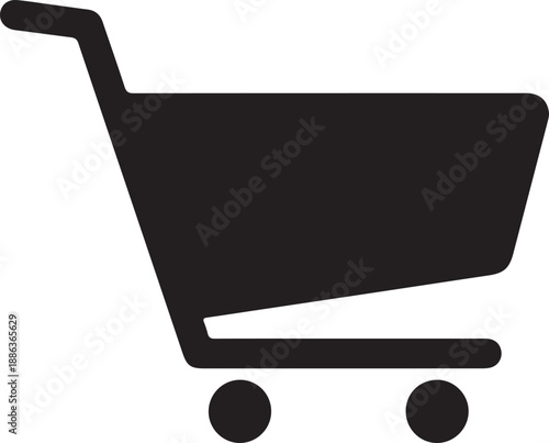 Black shopping cart with two wheels simple outline