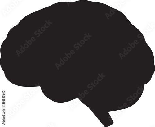Black silhouette of a brain with a speech bubble shape