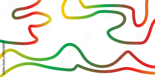 Colorful gradient ribbon line and colorful swirling curves. Abstract wavy flow pattern wallpaper. 