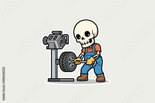 cute cartoon skull illustration vector