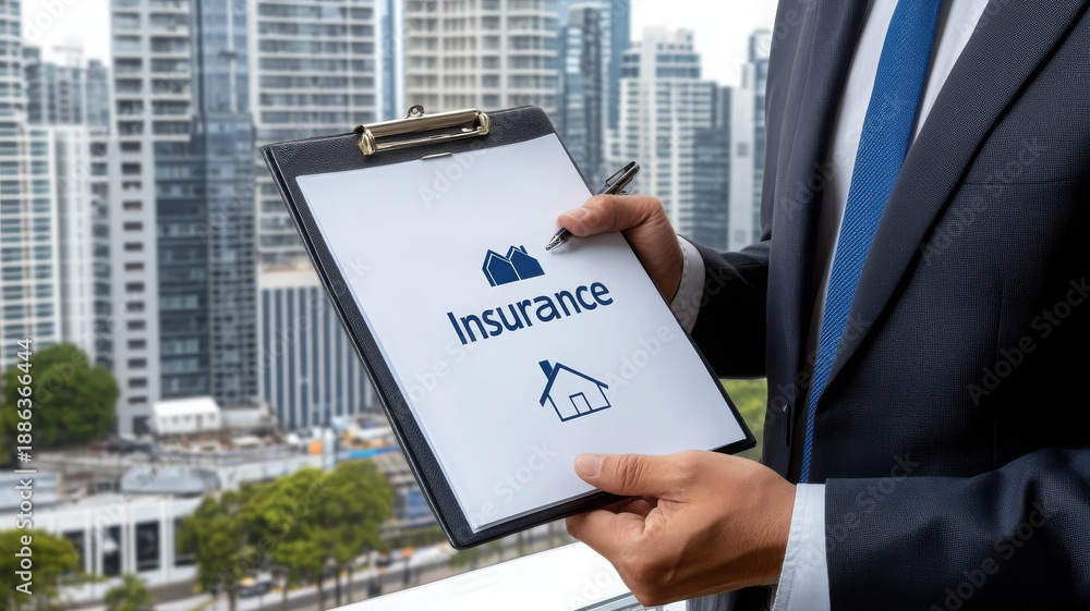 custom made wallpaper toronto digitalInsurance document clipboard business office cityscape background professional concept