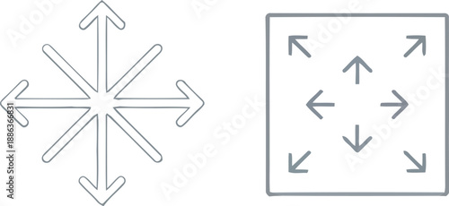 Expand and shrink arrows icon set: maximizing and minimizing ui ux symbols