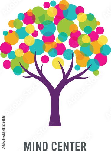 Colorful Tree Logo Design for Mindfulness and Wellness