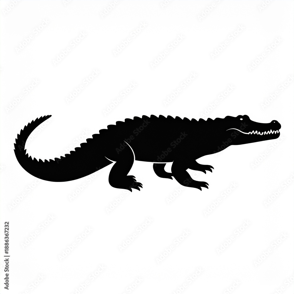 Fototapeta premium Silhouette of Roaring Dinosaur Head Black and White Minimalist Art Illustration