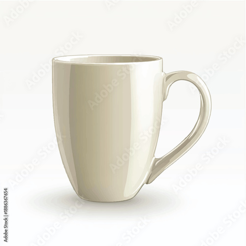 Simple white ceramic coffee mug with handle