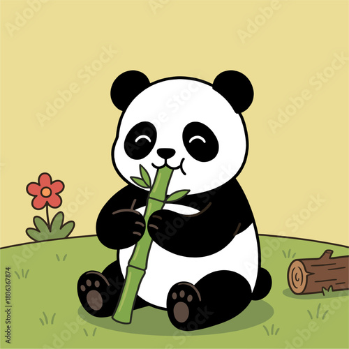 Panda cartoon ilustration vector