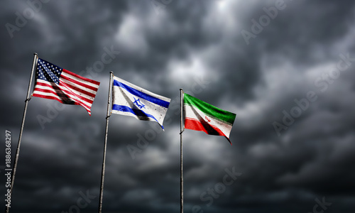 usa us united sate america iran israel flag waving country national cloudy background wallpaper copy space war conflict business crude oil energy power politic government crisis trade import export us