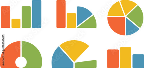 Colorful business charts and graphs for data analysis and statistics  business infographics