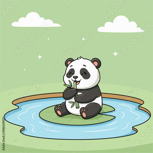 Panda cartoon ilustration vector