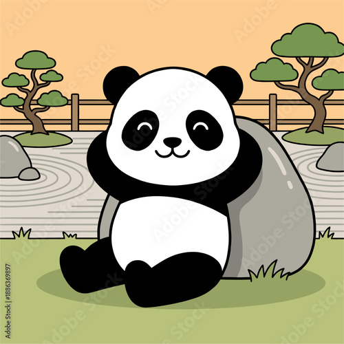 Panda cartoon ilustration vector