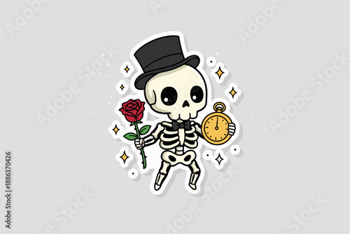 cute cartoon skull illustration vector