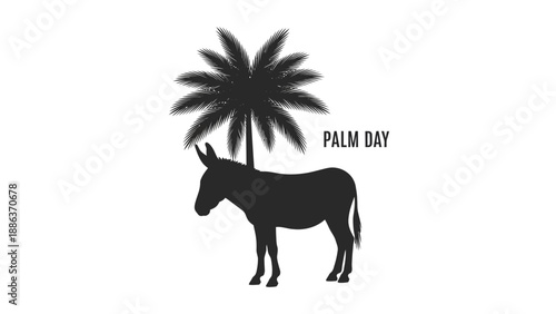 Donkey Silhouette with Palm Tree.