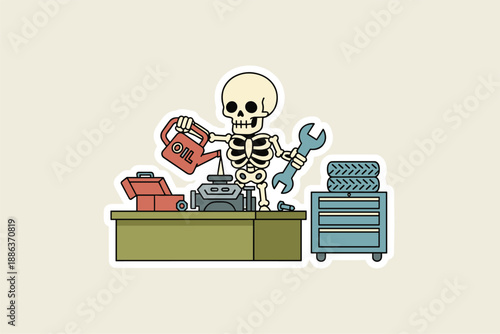 cute cartoon skull illustration vector