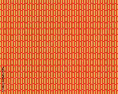 赤と金の和風幾何学模様の背景素材。縦の破線が並ぶ伝統的な和柄テクスチャ。お正月や年賀状、お祝い事のデコレーションに最適な高級感のある抽象的な壁紙デザイン。