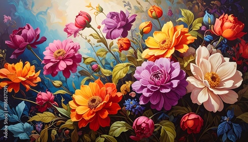 Vibrant Floral Arrangement - A Symphony of Colors and Textures.