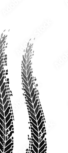 Cartoon vector illustration of vertical vehicle tire tracks representing braking marks and tread silhouettes. Clean isolated composition ideal for transportation themes and road safety