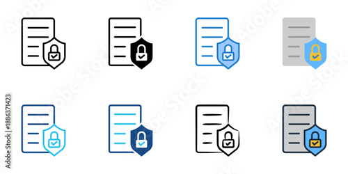 Confidentiality icons set multiple style collection. Editable stroke 
