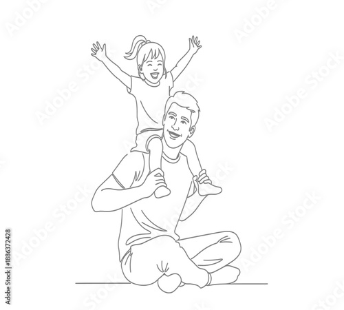 A joyful father and daughter share a special moment happily connecting through play