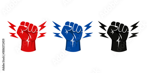 Raised strong fist showing power and resistance symbol