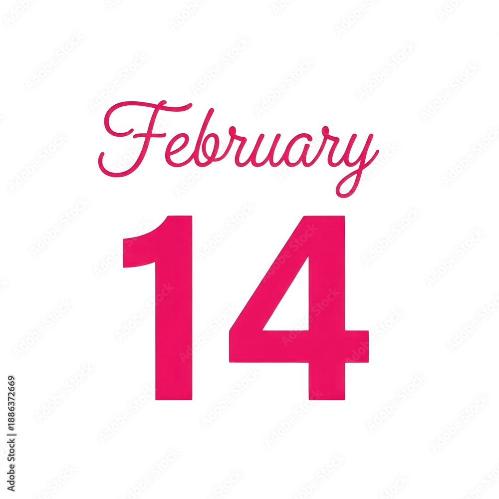 Obraz premium February 14 date icon isolated on transparent background