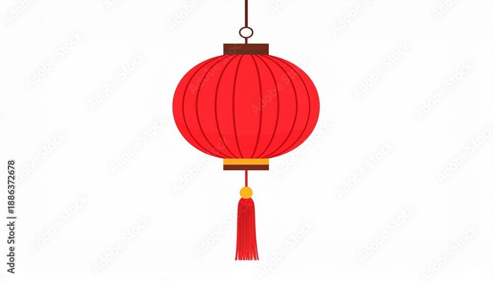 Obraz premium Bright Red Chinese Paper Lantern Hanging Isolated on White Background for Festivals and Decor